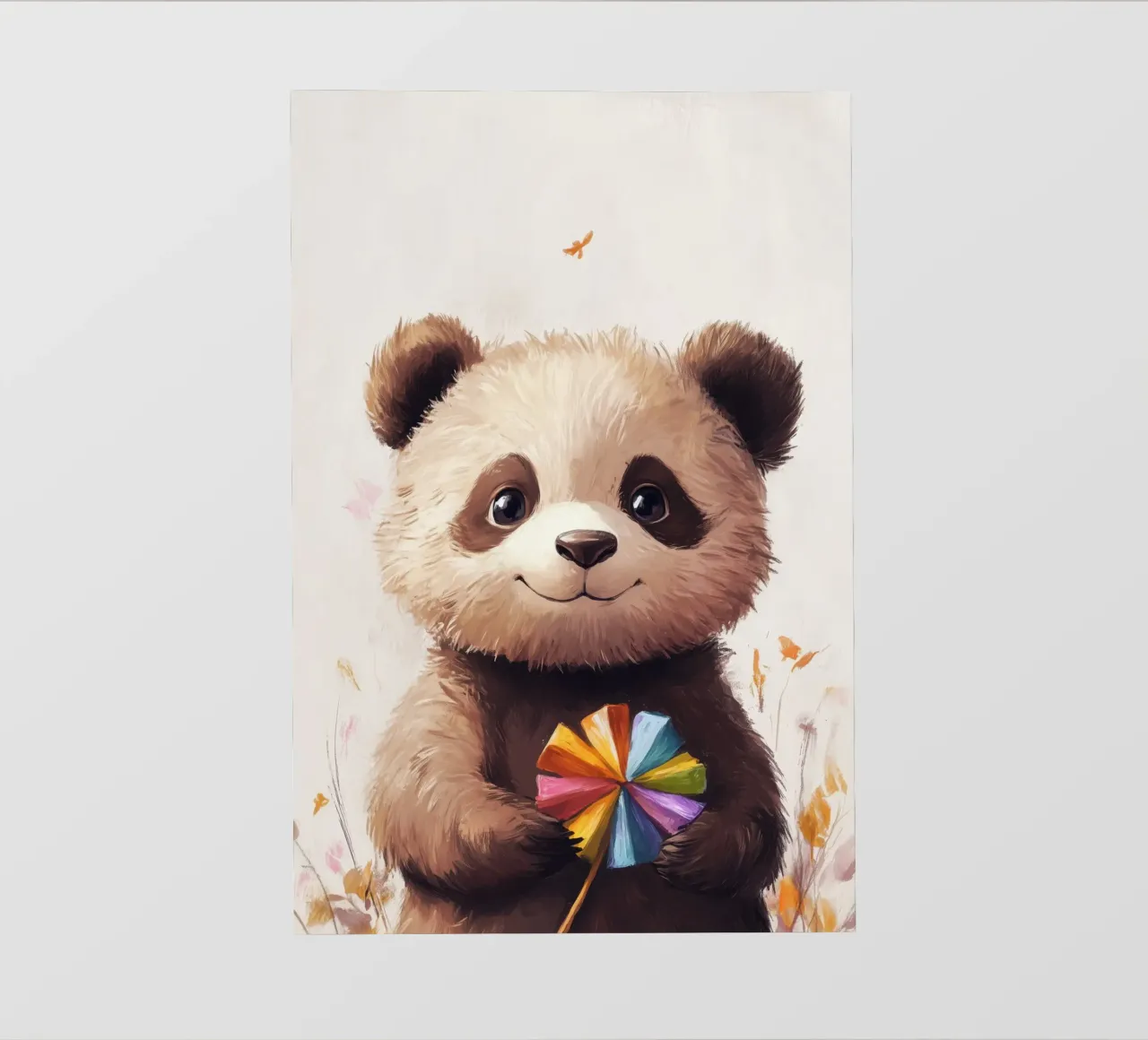 HeldIn #47: Panda con turbina eolica in autunno telo in pvc da farbenhelden