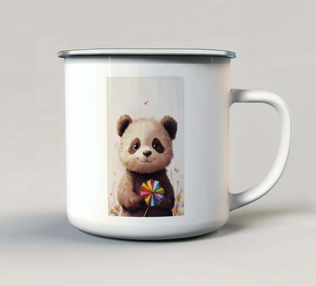 HeldIn #47: Panda con turbina eolica in autunno tazza in smalto da farbenhelden