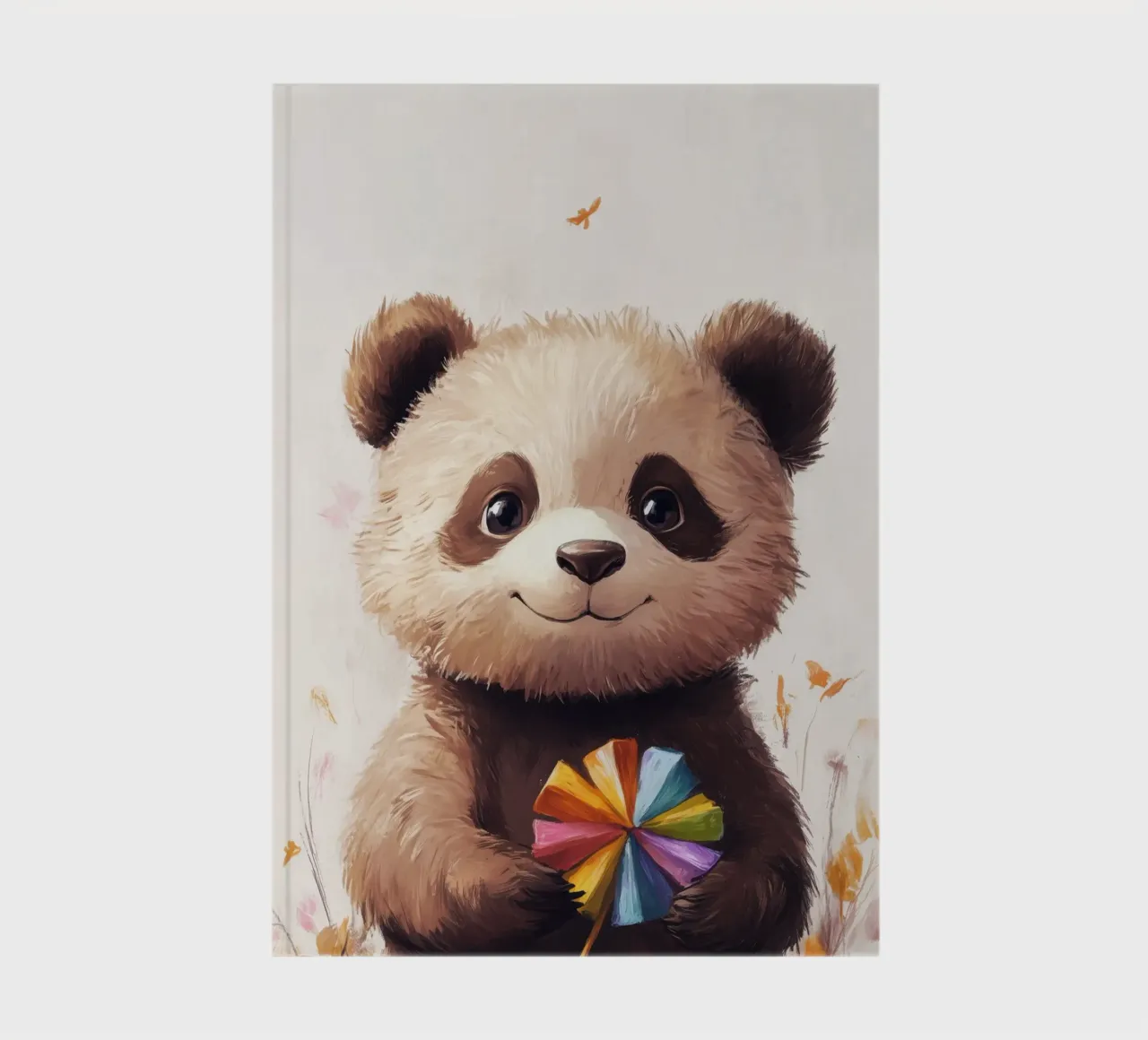 HeldIn #47: Panda with wind turbine in autumn notebook by farbenhelden