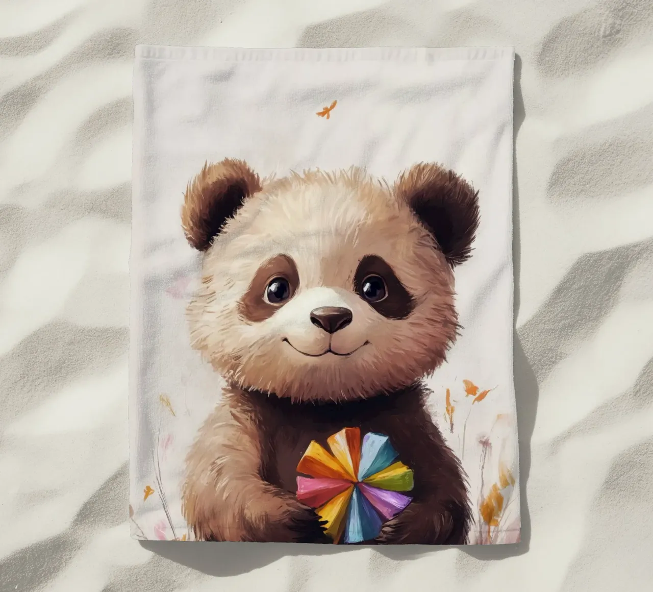 HeldIn #47: Panda con turbina eolica in autunno telo mare da farbenhelden