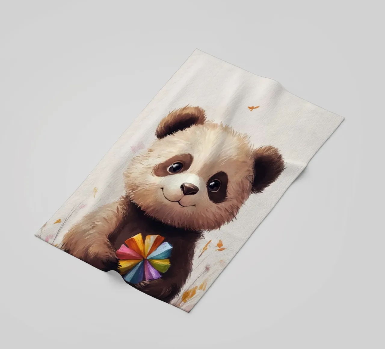 HeldIn #47: Panda con turbina eolica in autunno telo mare da farbenhelden