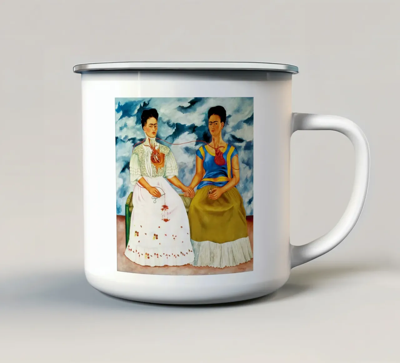Le due Fridas di Frida Kahlo tazza in smalto da Classic Art Prints
