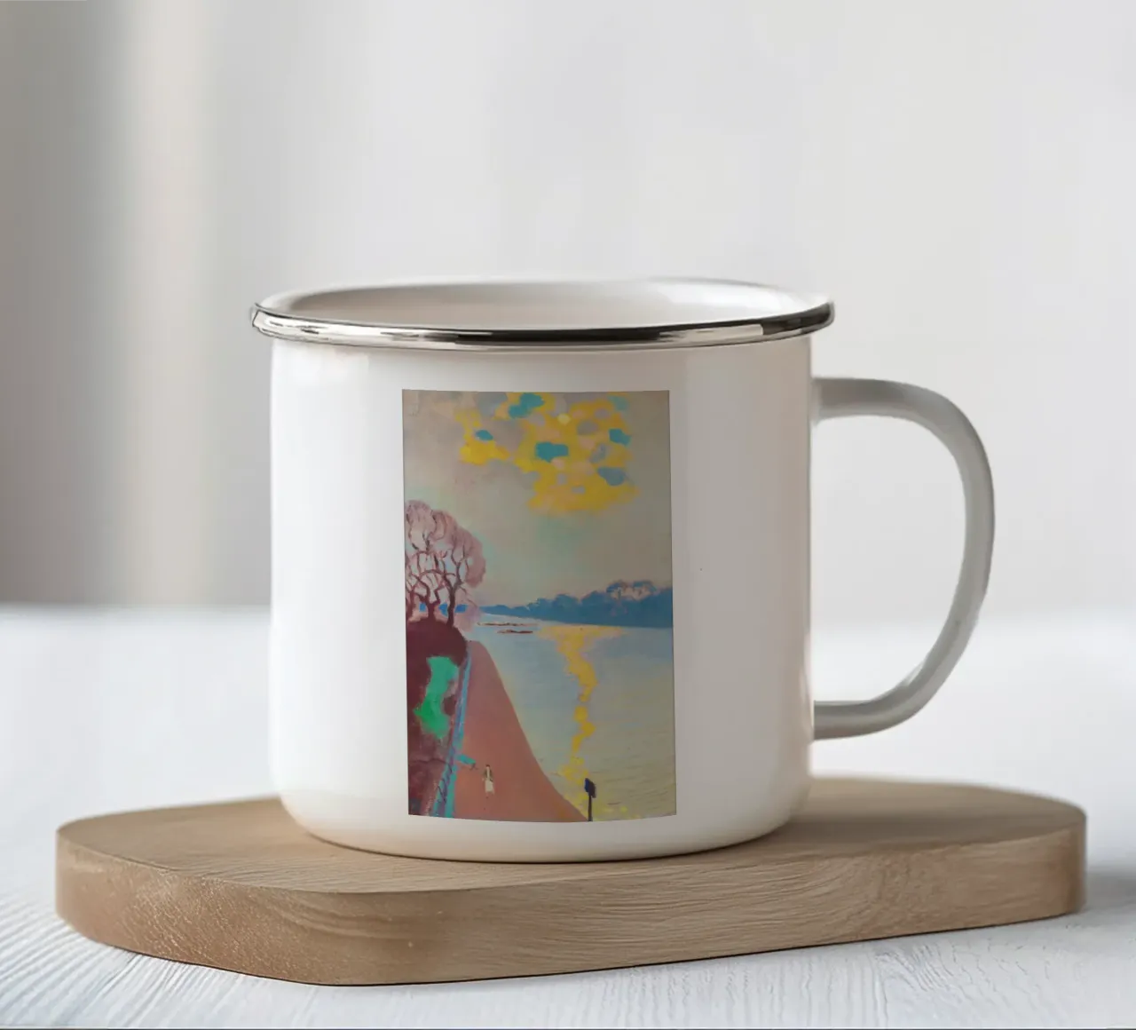 La luce del sole sul fiume di Maurice Denis tazza in smalto da Venus Art