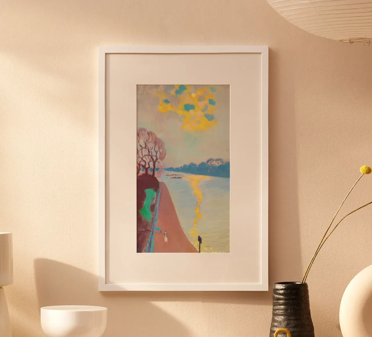 La luce del sole sul fiume di Maurice Denis poster con telaio in plastica da Venus Art