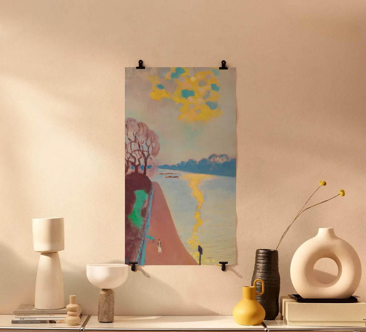 La luce del sole sul fiume di Maurice Denis poster con telaio in plastica da Venus Art