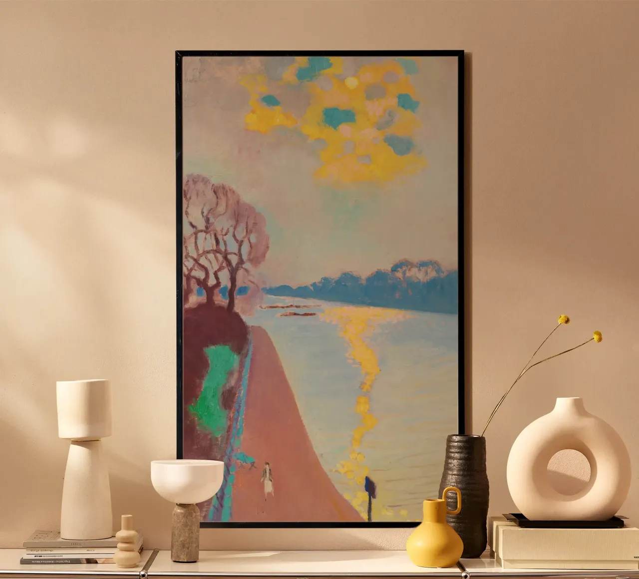 La luce del sole sul fiume di Maurice Denis poster con telaio in plastica da Venus Art