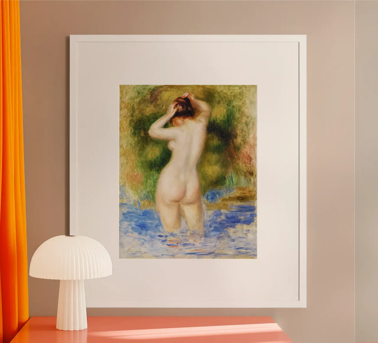 Bagnante (Baigneuse) (1890) di Pierre-Auguste Renoir poster con telaio in alluminio da Classic Art Prints
