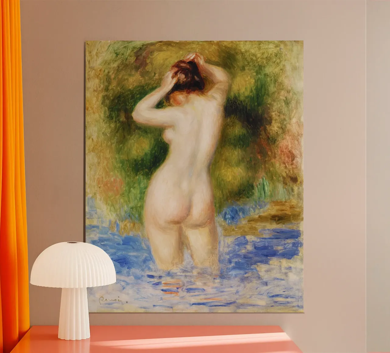 Bagnante (Baigneuse) (1890) di Pierre-Auguste Renoir poster con telaio in alluminio da Classic Art Prints