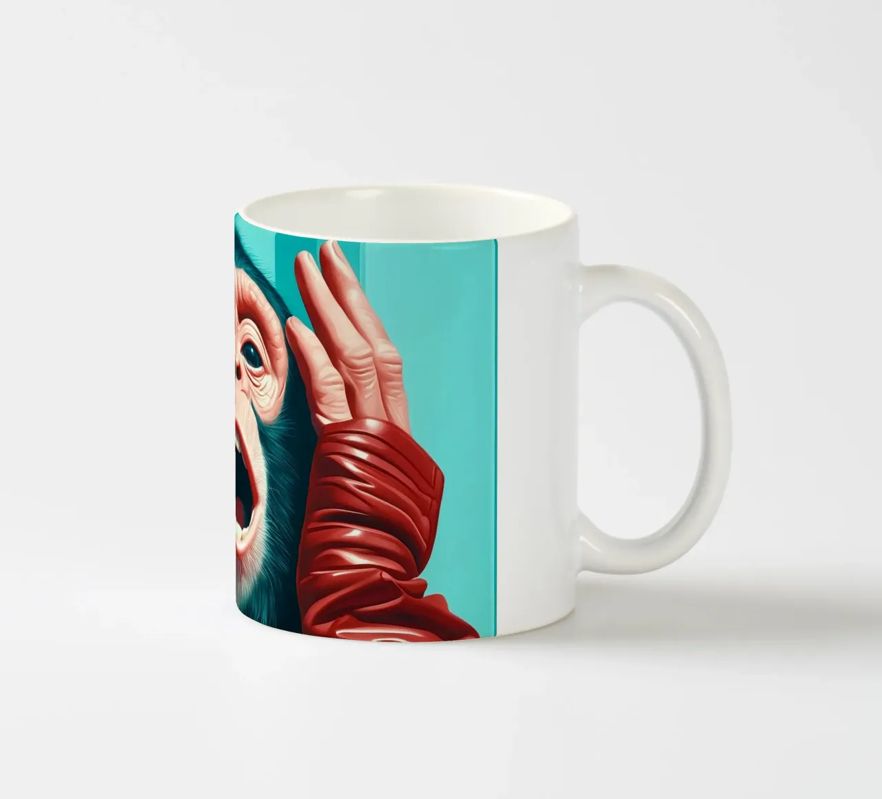 L'urlo primordiale: Lo scimpanzé alla moda tazza in ceramica da Synthaira