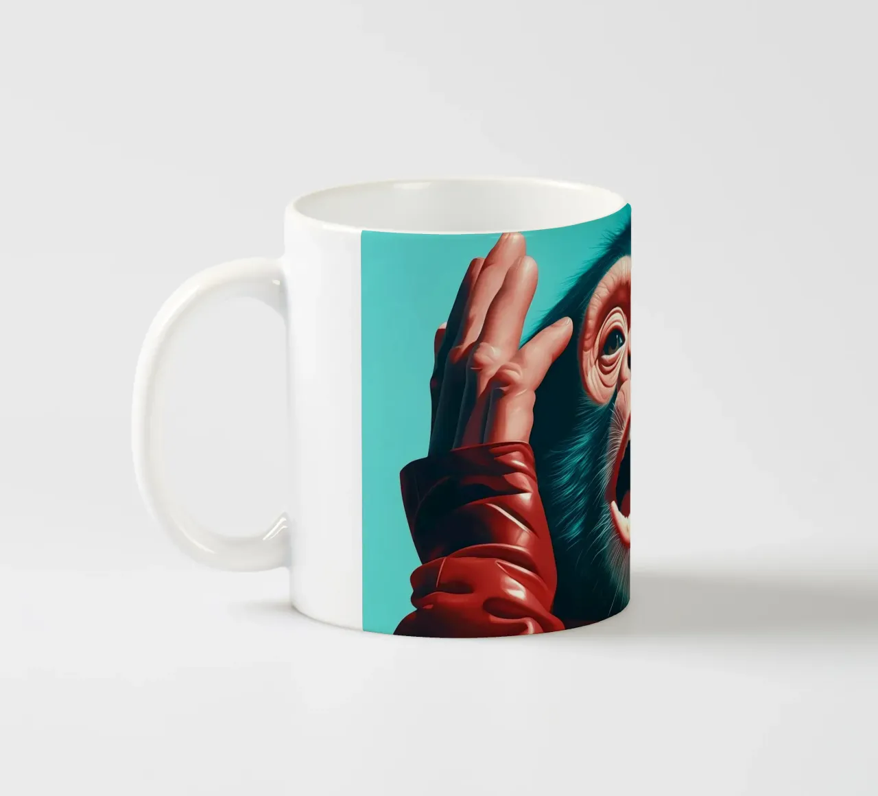 L'urlo primordiale: Lo scimpanzé alla moda tazza in ceramica da Synthaira