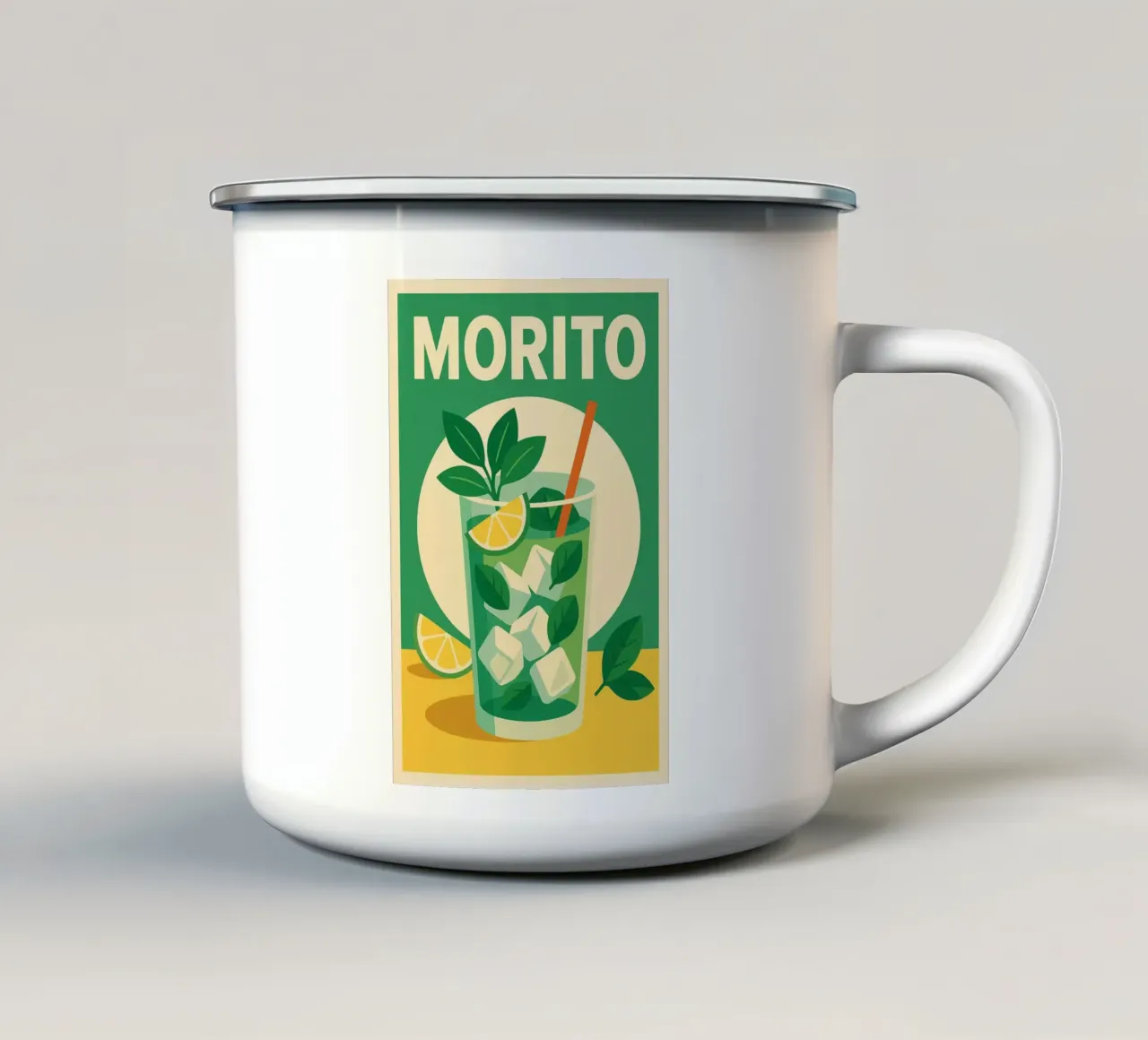 MORITO - Poster per cocktail a base di menta fresca e lime tazza in smalto da Boissons - Affiches & posters - Retro