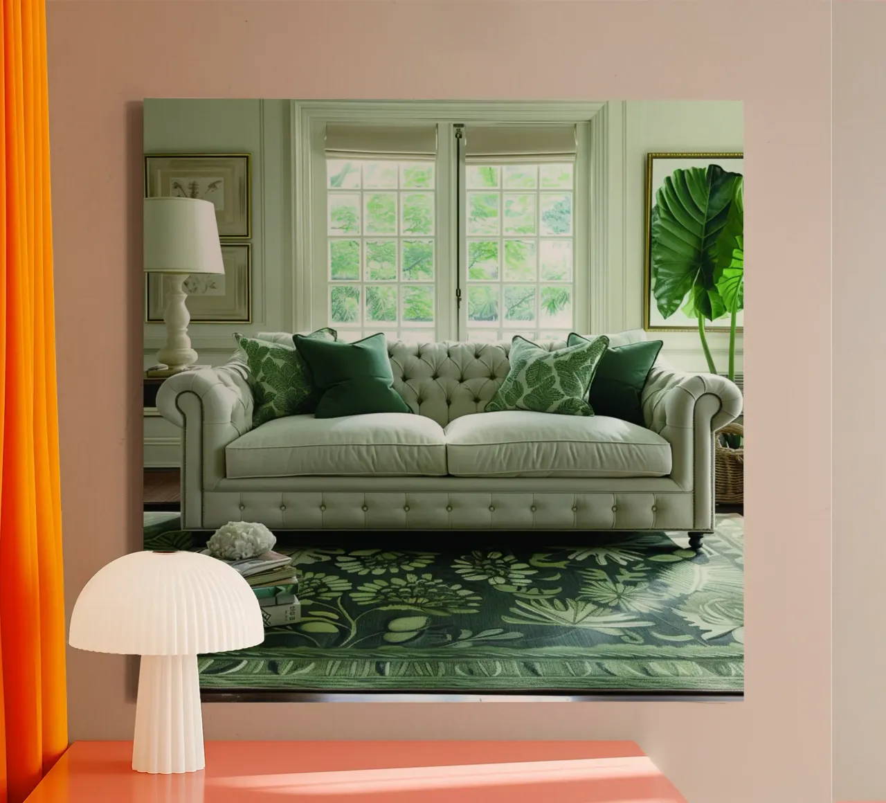 Groene rust canvas met Baklijst van StillVibe Home