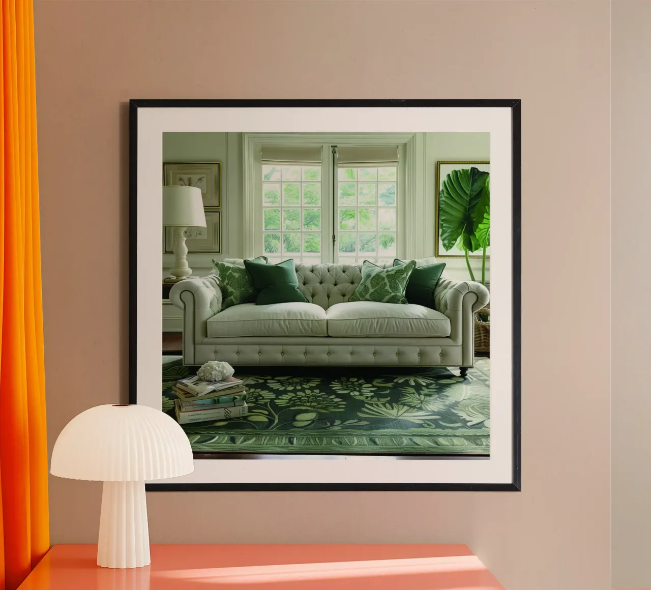 Serenità verde poster con telaio in plastica da StillVibe Home