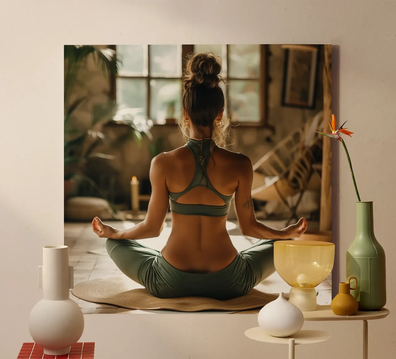 Groene rust canvas met Baklijst van StillVibe Home
