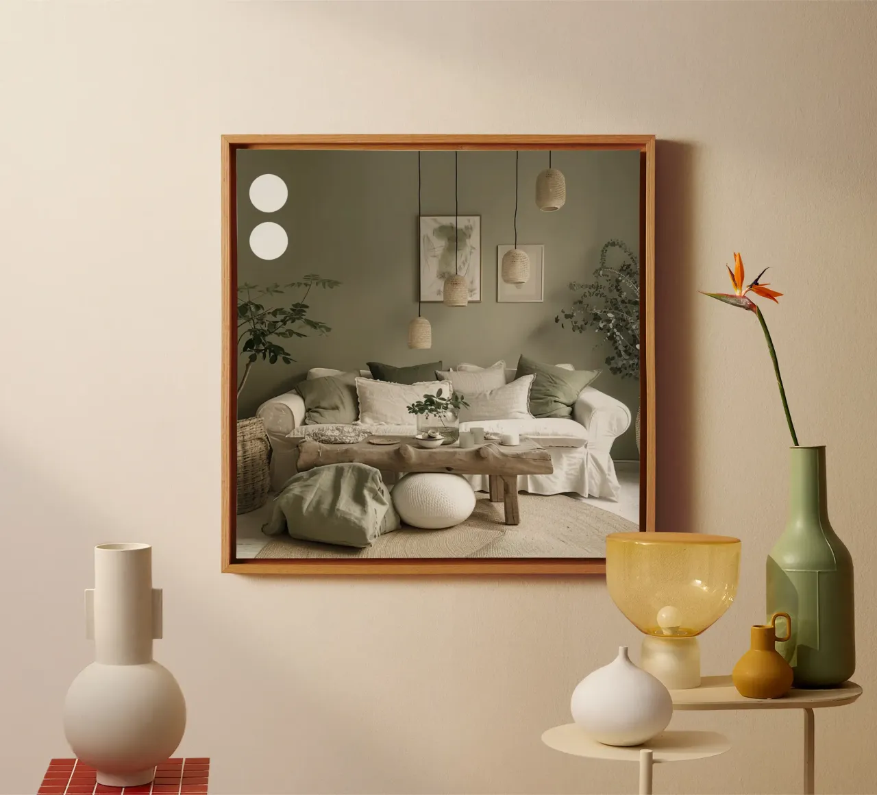 Groene rust canvas met Baklijst van StillVibe Home