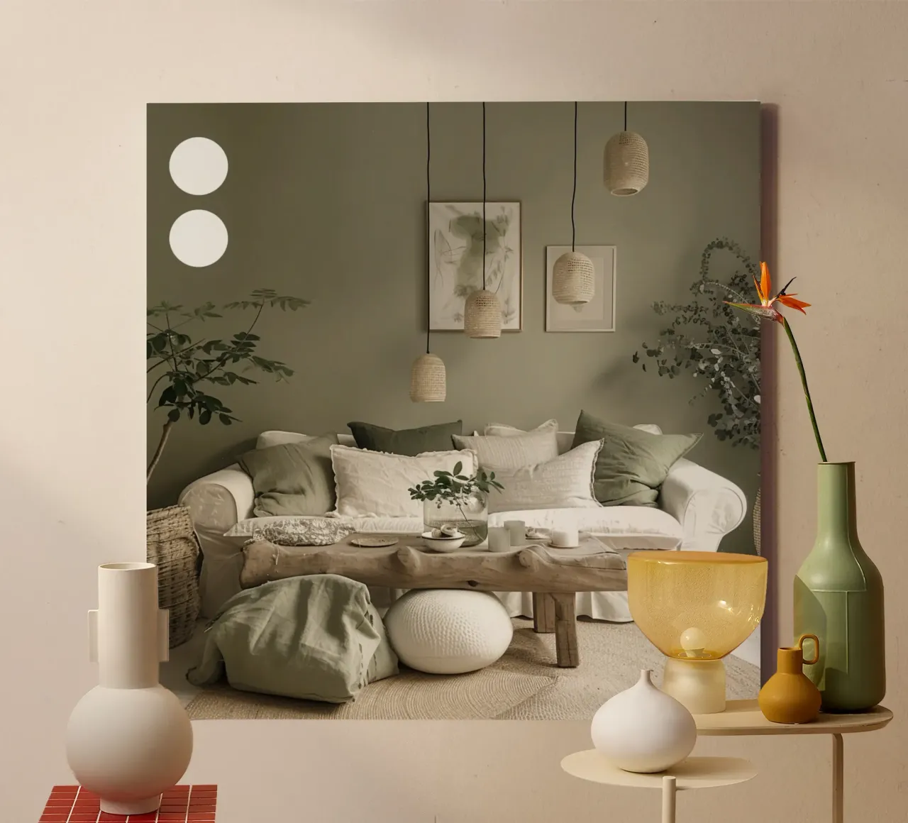 Groene rust canvas met Baklijst van StillVibe Home