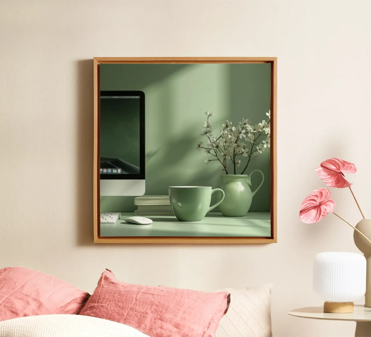 Groene rust canvas met Baklijst van StillVibe Home