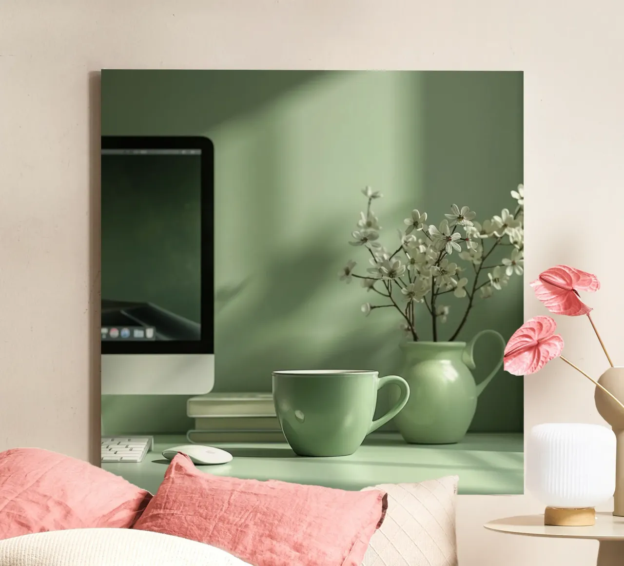 Groene rust canvas met Baklijst van StillVibe Home