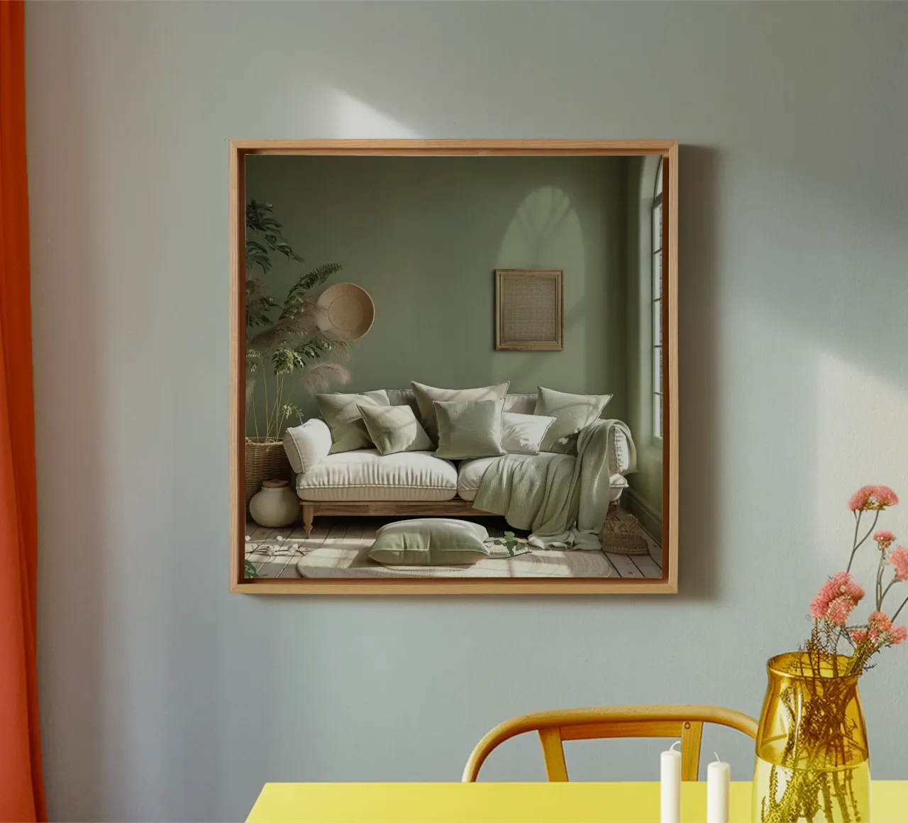 Groene rust canvas met Baklijst van StillVibe Home