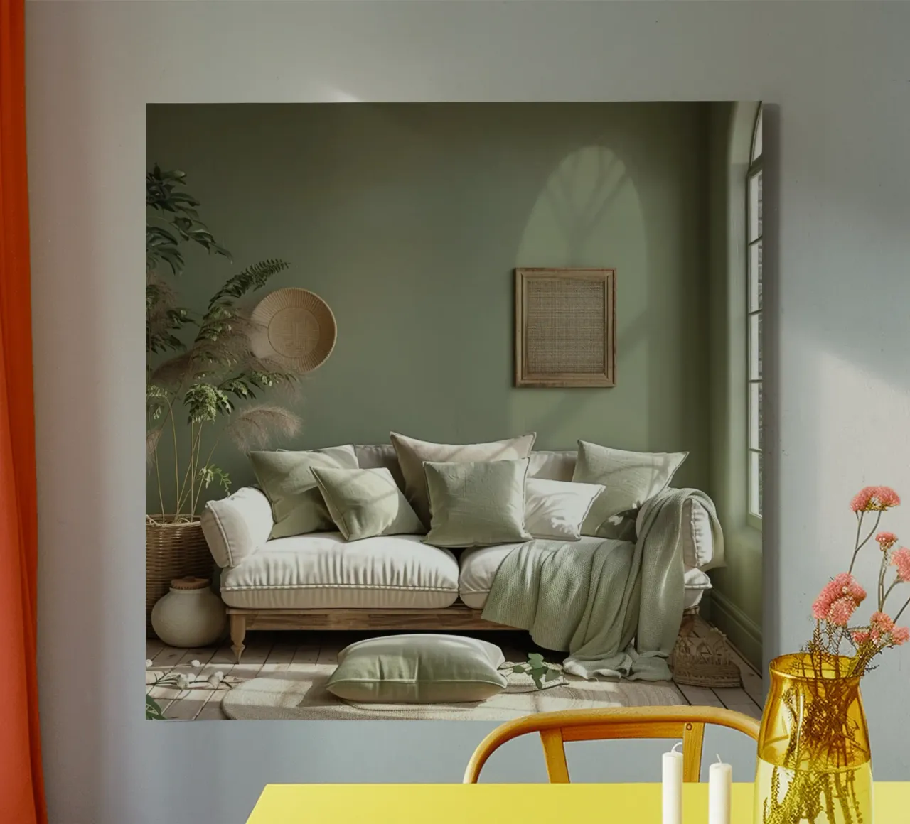 Groene rust canvas met Baklijst van StillVibe Home