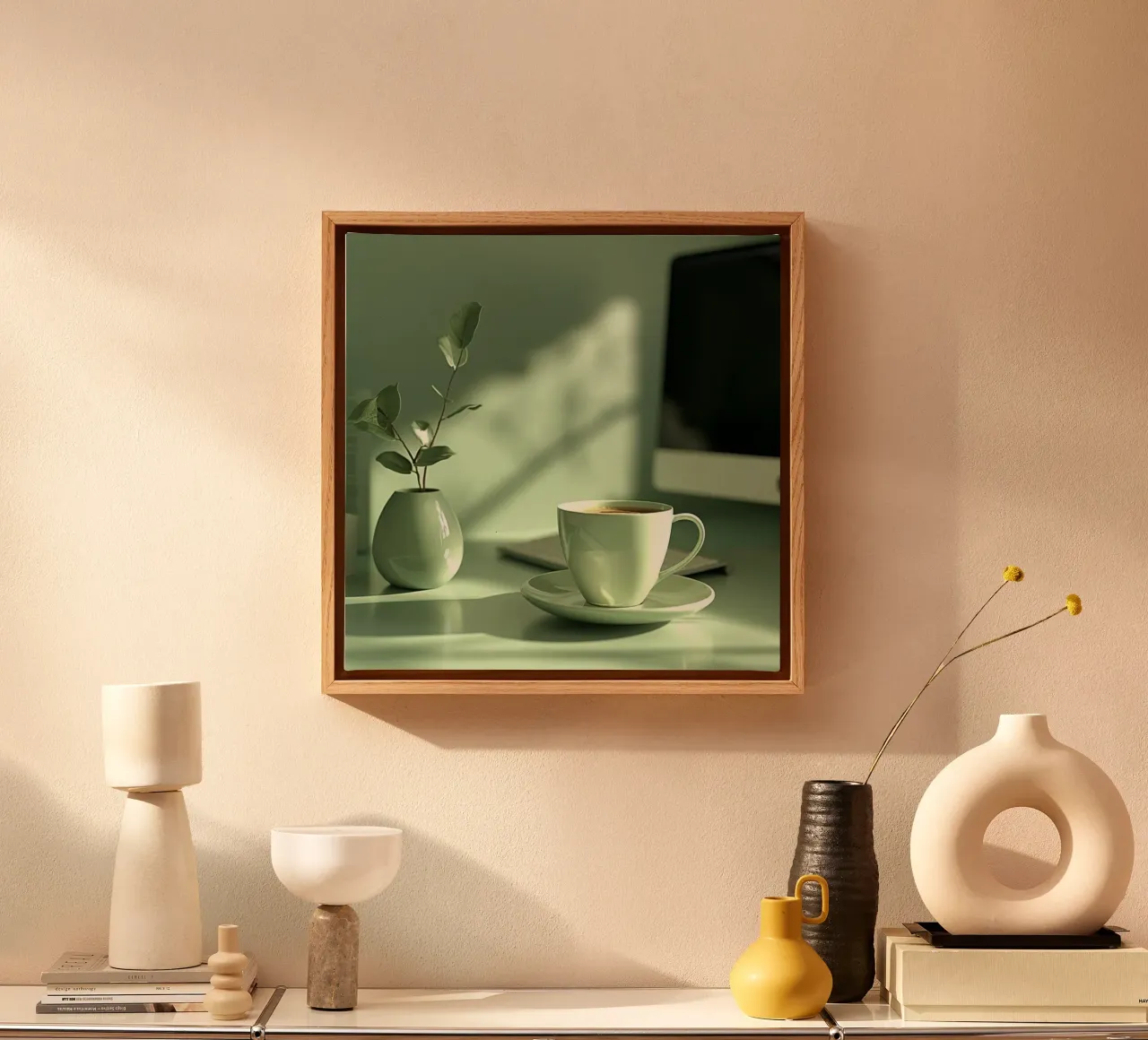 Groene rust canvas met Baklijst van StillVibe Home