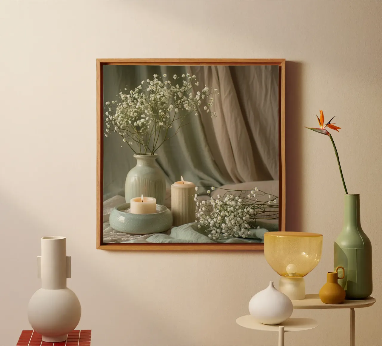 Groene rust canvas met Baklijst van StillVibe Home