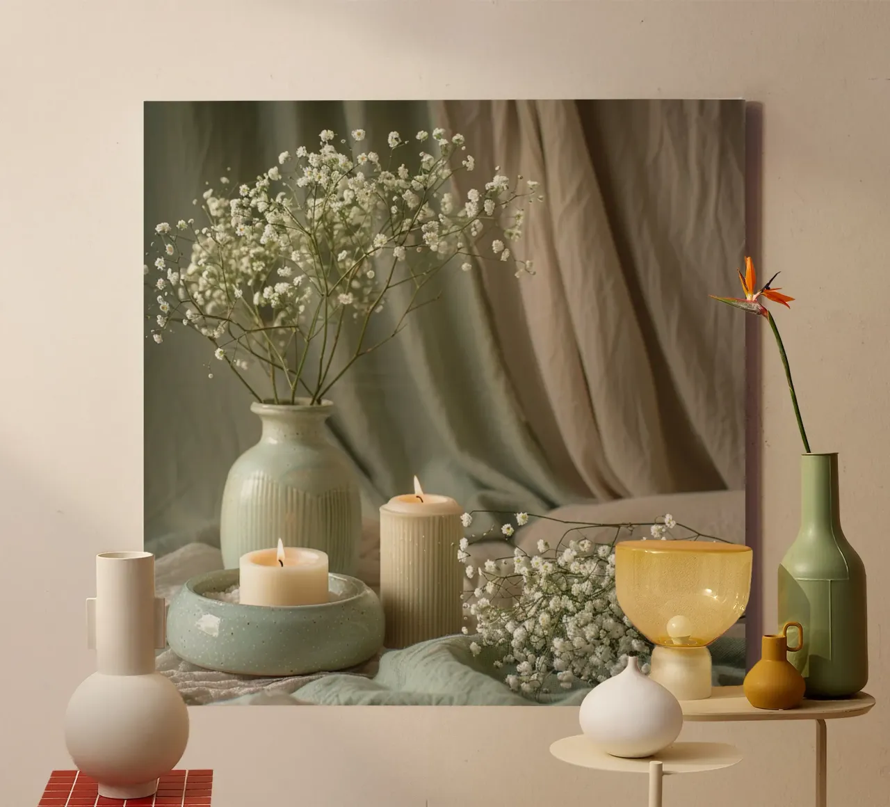 Groene rust canvas met Baklijst van StillVibe Home