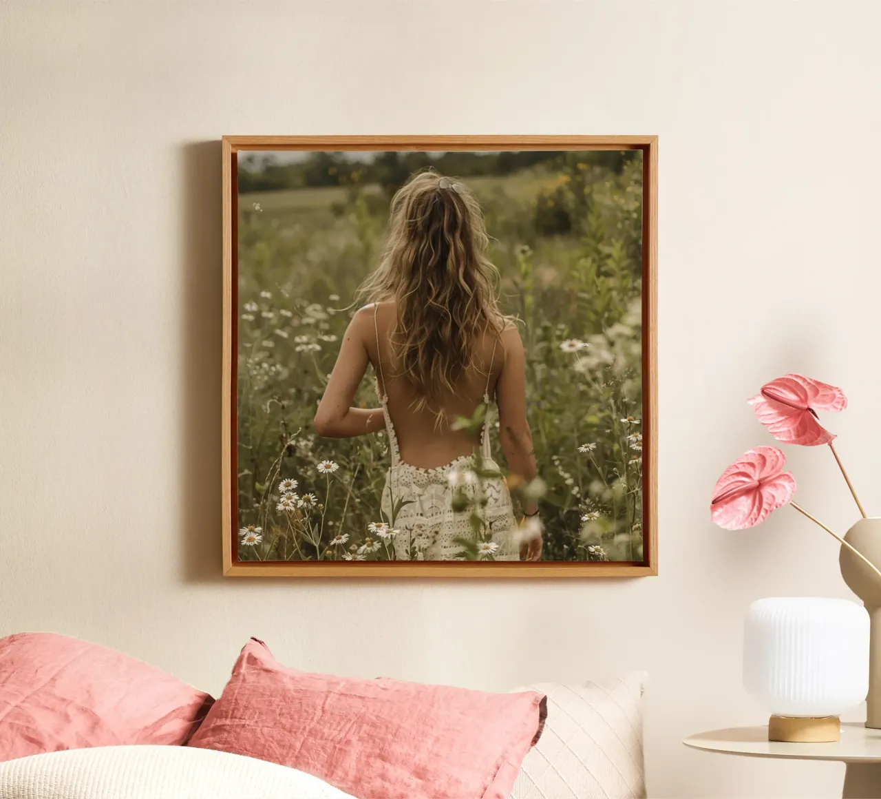 Groene rust canvas met Baklijst van StillVibe Home