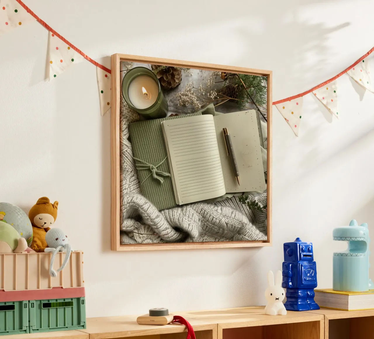 Groene rust canvas met Baklijst van StillVibe Home