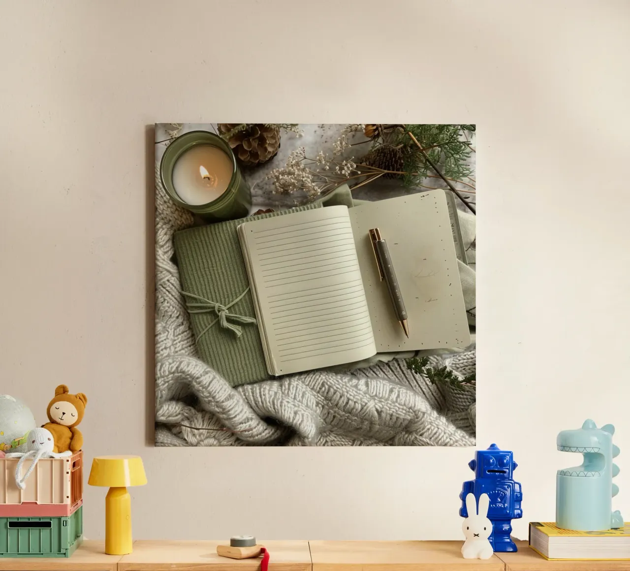 Groene rust canvas met Baklijst van StillVibe Home