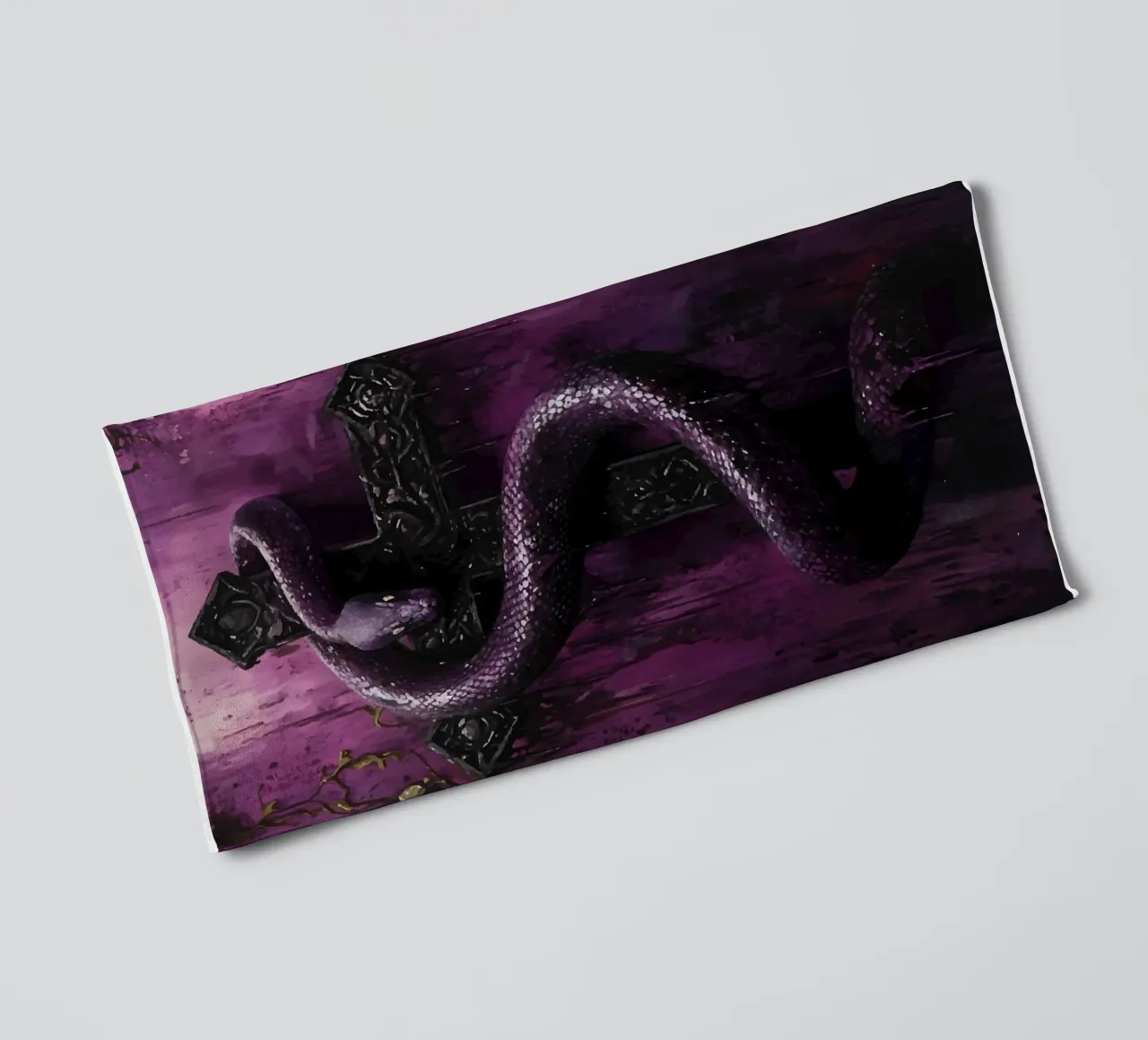 Dark snake on the cross towel by pixelbull - medieval art and more