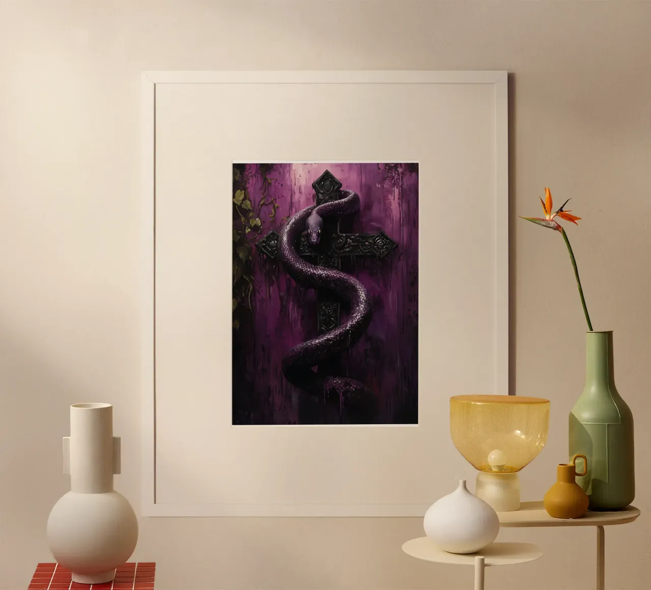 Serpente scuro sulla croce poster da pixelbull - medieval art and more