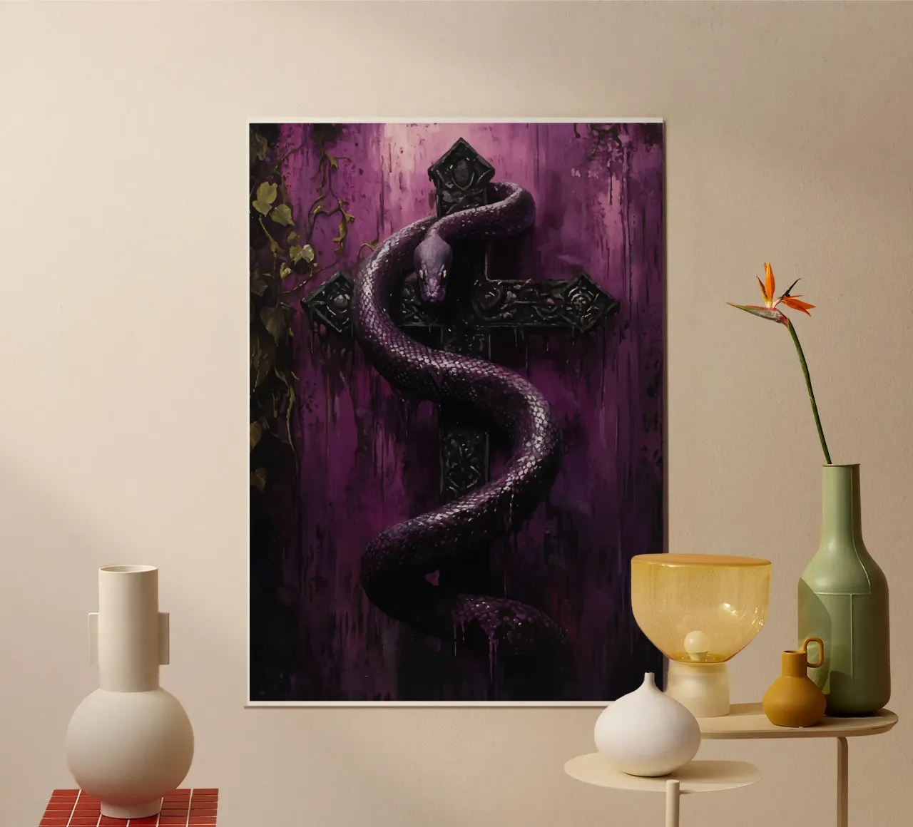 Serpente scuro sulla croce poster da pixelbull - medieval art and more
