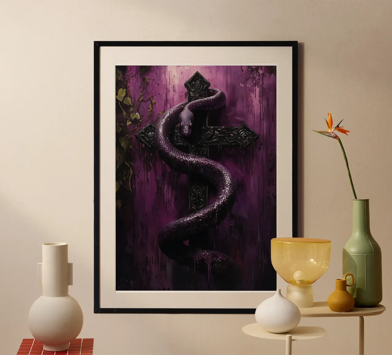 Serpente scuro sulla croce poster da pixelbull - medieval art and more