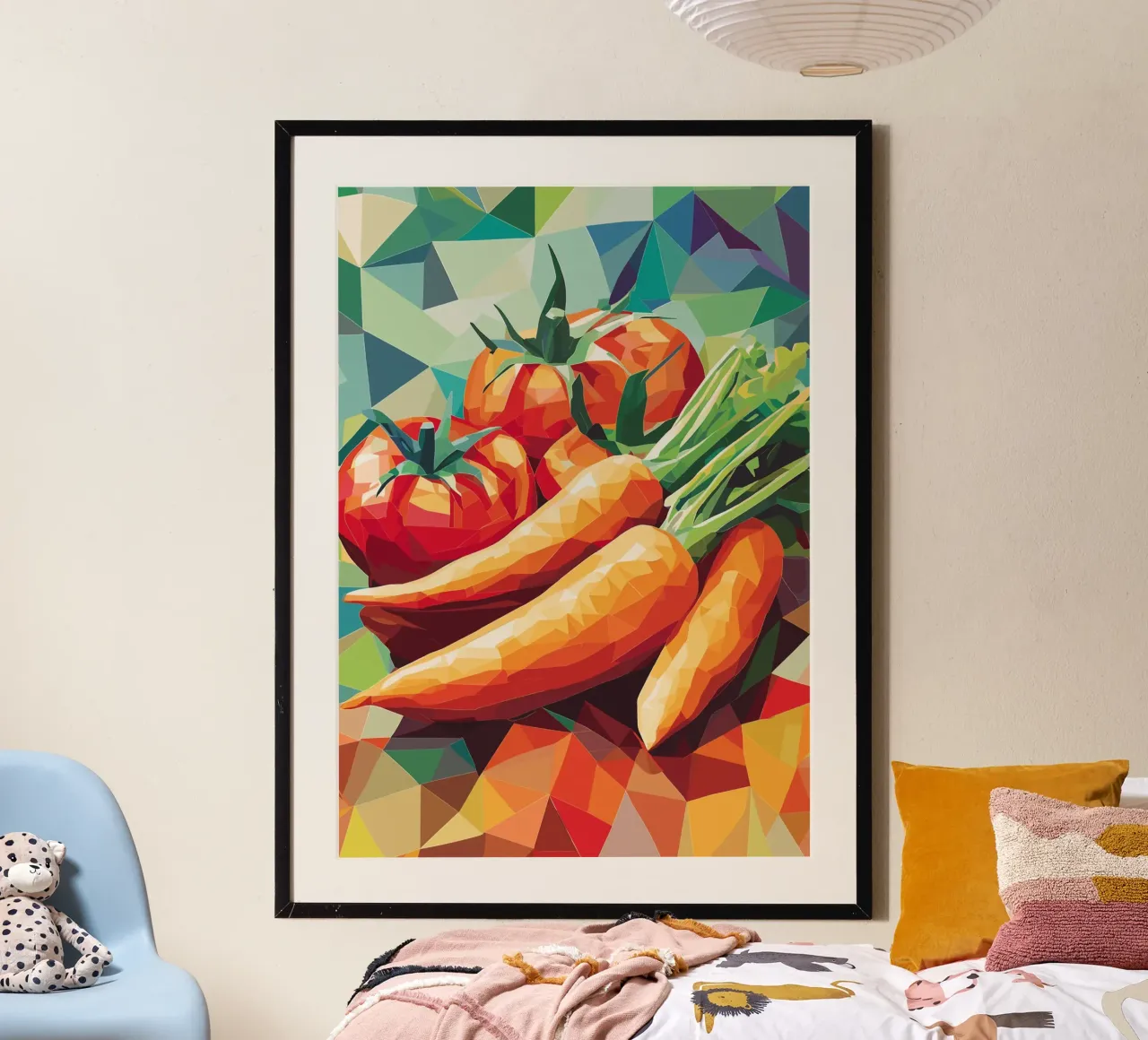 Composizione geometrica di verdure poster con telaio in plastica da pixelbull - medieval art and more