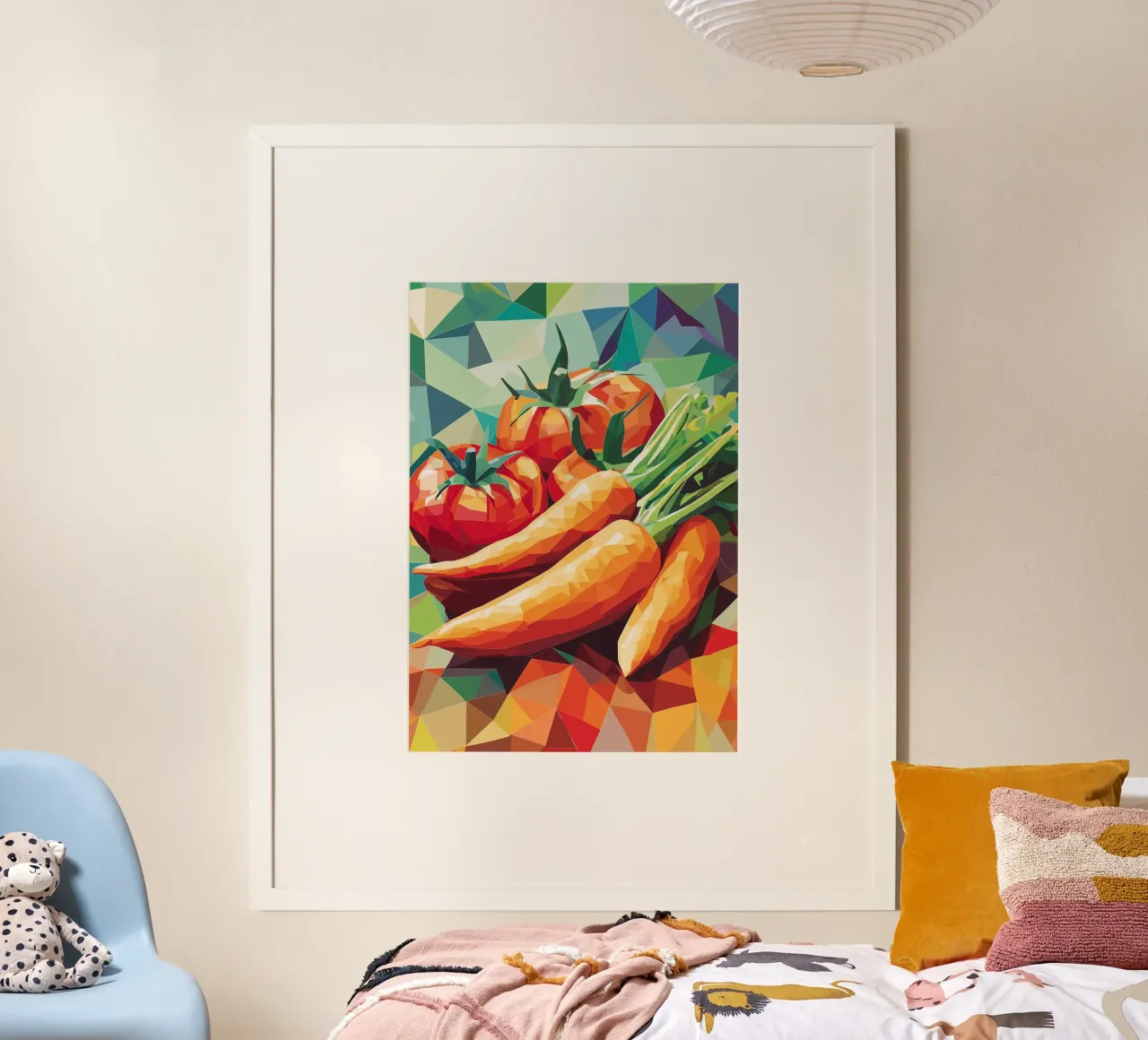 Composizione geometrica di verdure poster con telaio in plastica da pixelbull - medieval art and more