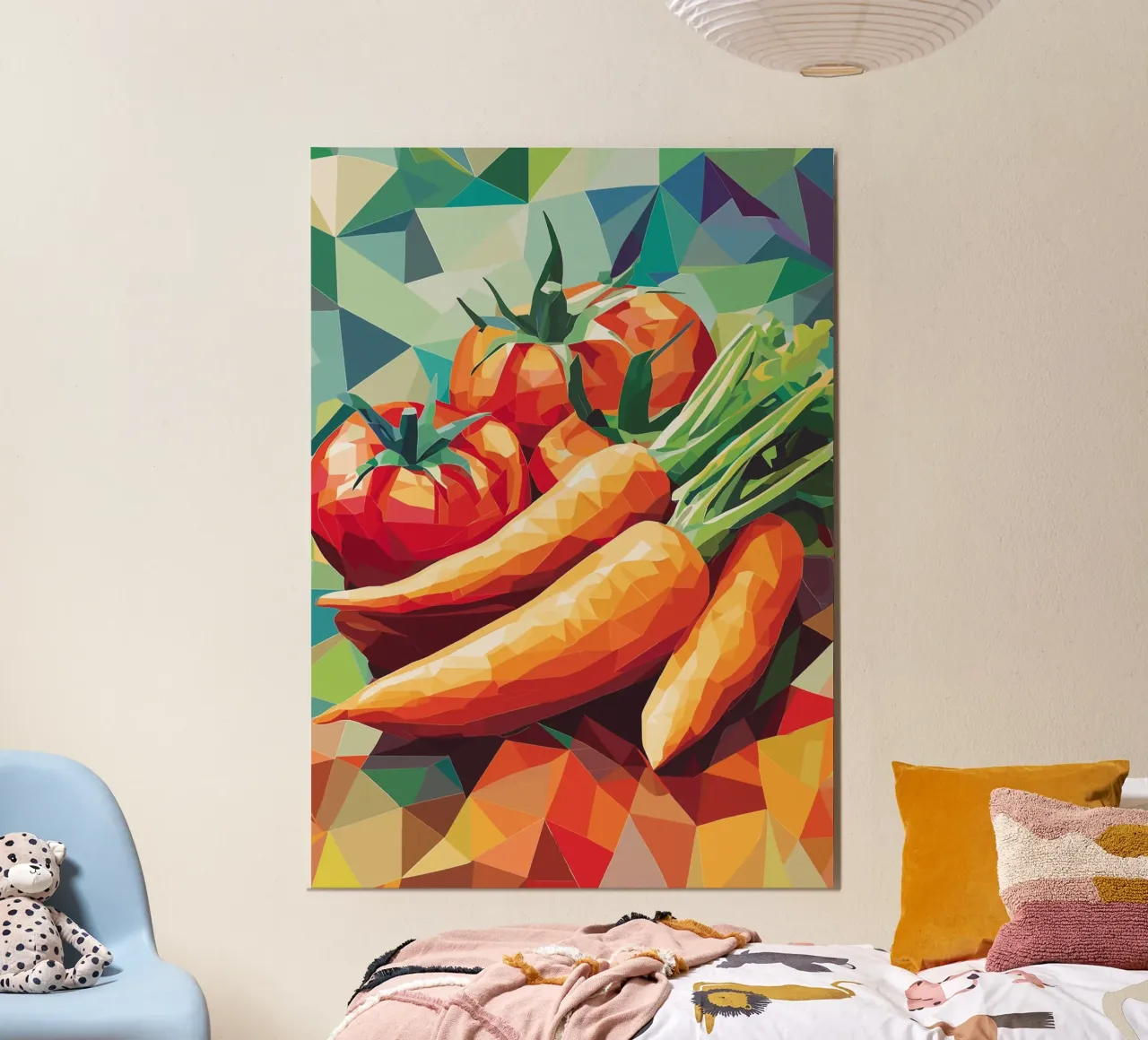 Composizione geometrica di verdure poster con telaio in plastica da pixelbull - medieval art and more