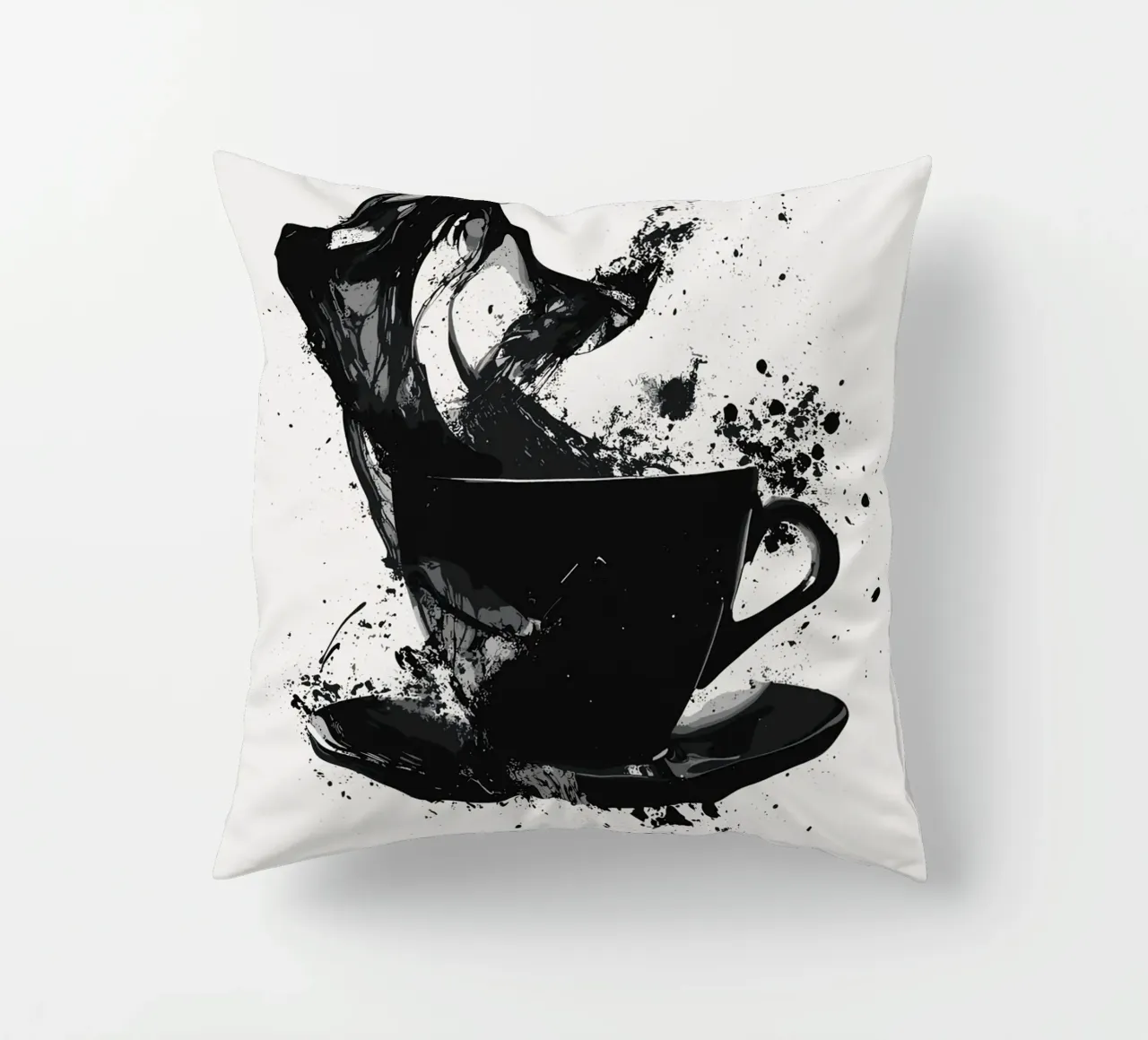 Esplosione di caffè in bianco e nero cuscino da pixelbull - medieval art and more