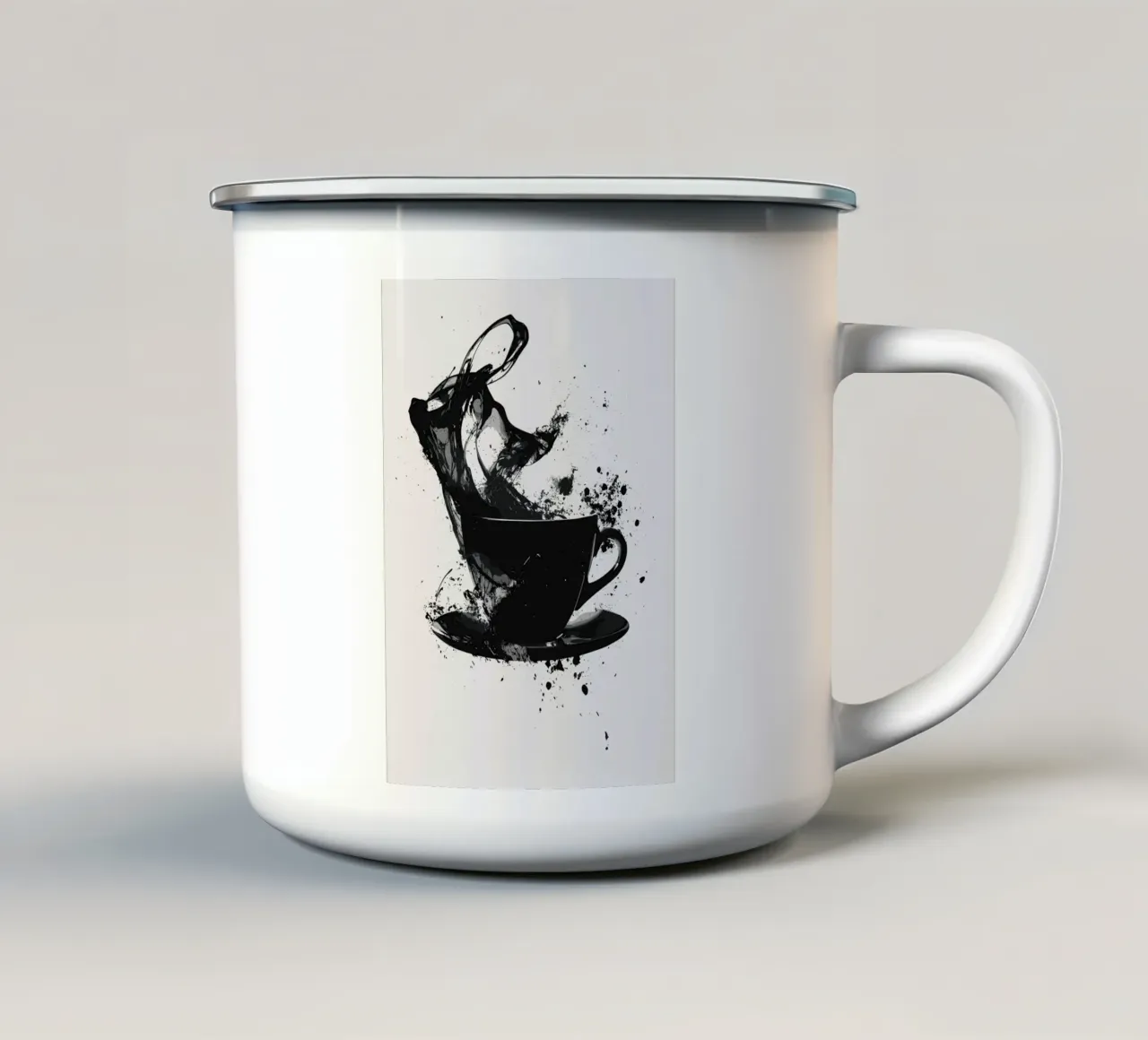 Esplosione di caffè in bianco e nero tazza in smalto da pixelbull - medieval art and more