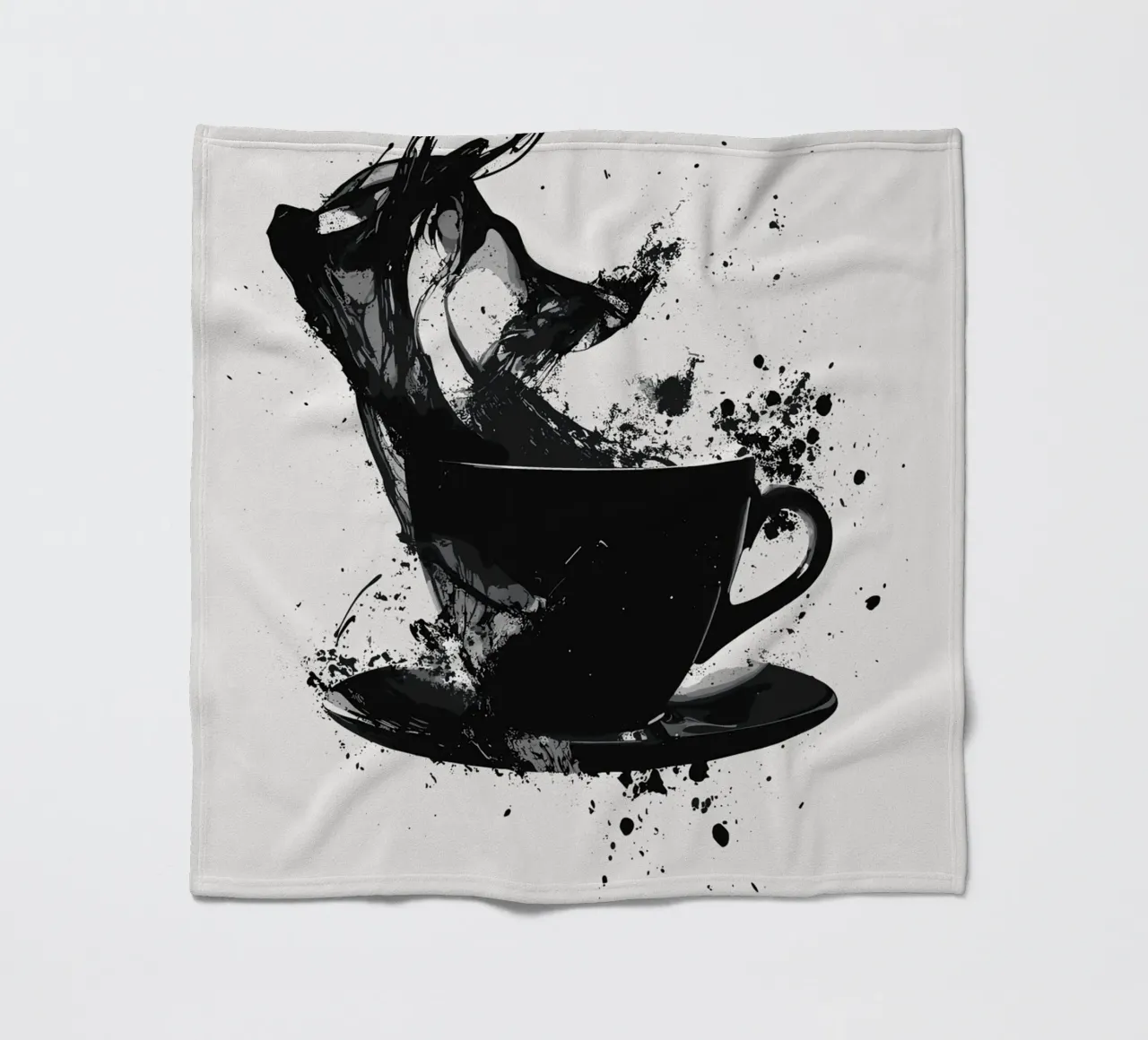 Esplosione di caffè in bianco e nero coperta in pile da pixelbull - medieval art and more