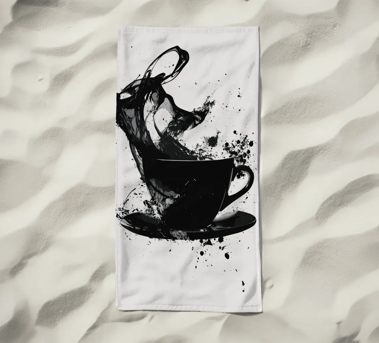 Esplosione di caffè in bianco e nero telo mare da pixelbull - medieval art and more