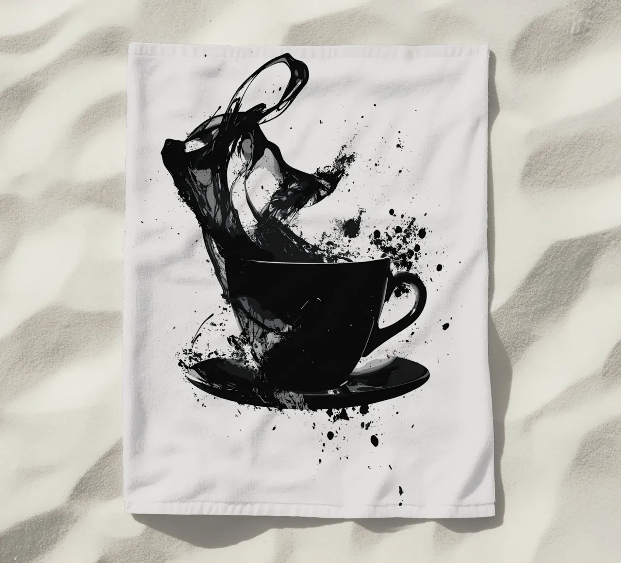 Esplosione di caffè in bianco e nero telo mare da pixelbull - medieval art and more