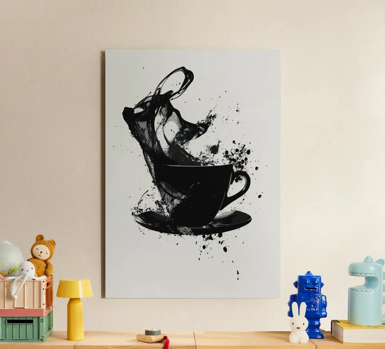 Esplosione di caffè in bianco e nero alluminio dibond da pixelbull - medieval art and more