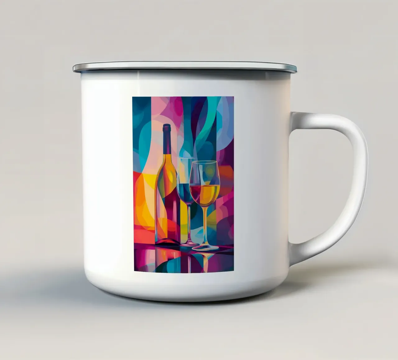 Composizione astratta del vino a colori tazza in smalto da pixelbull - medieval art and more