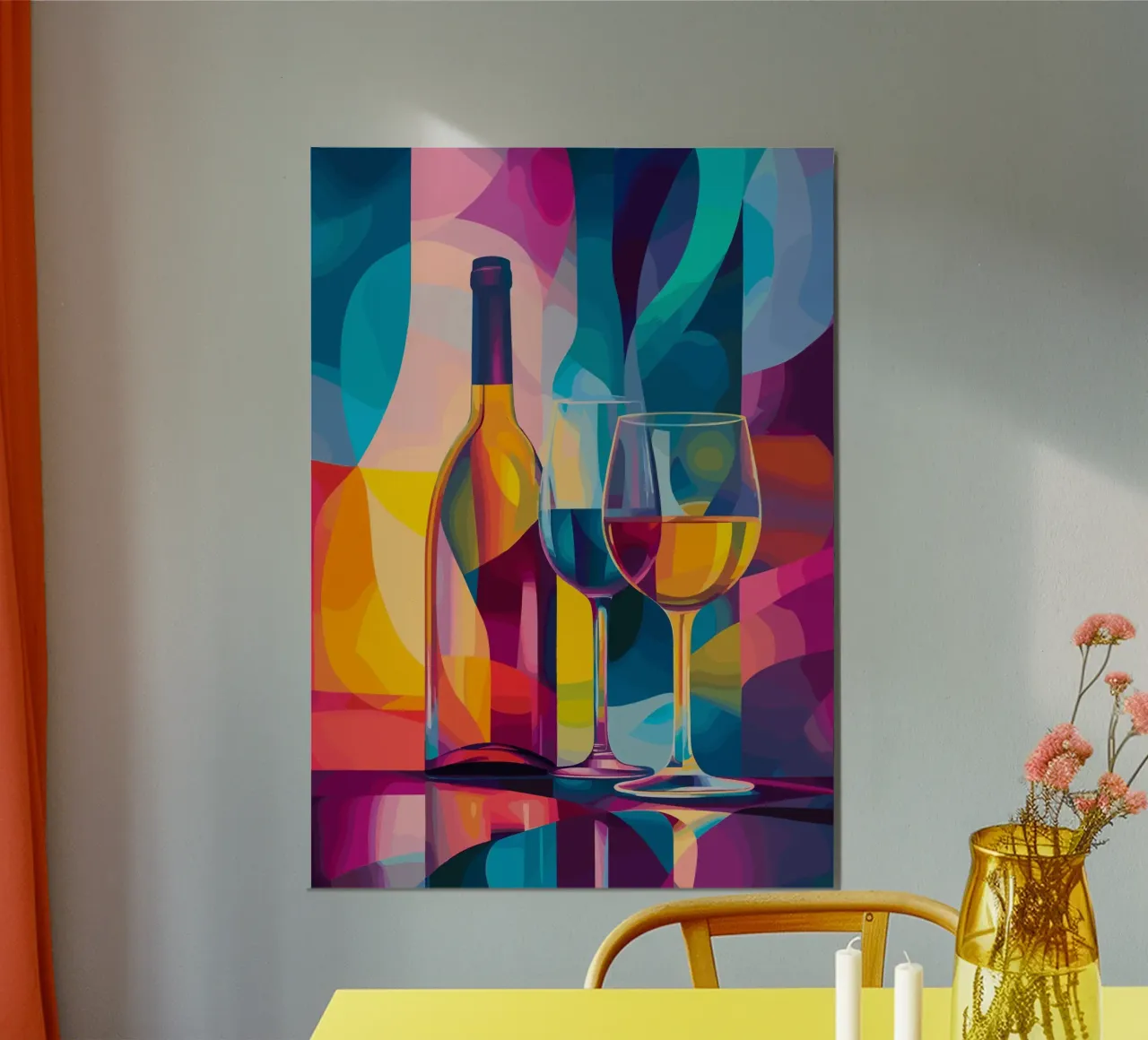 Composizione astratta del vino a colori poster con telaio in alluminio da pixelbull - medieval art and more