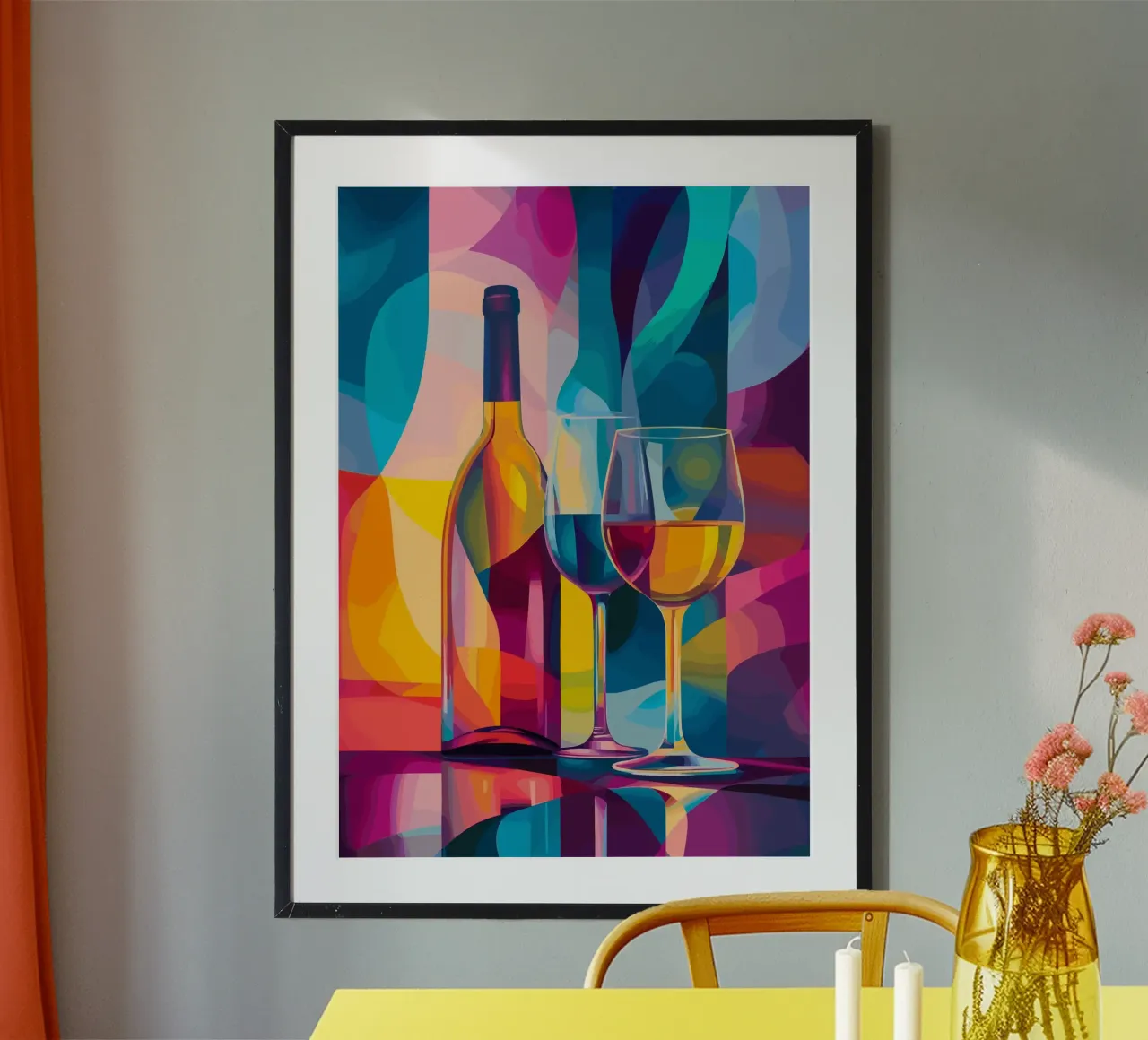 Composizione astratta del vino a colori poster con telaio in alluminio da pixelbull - medieval art and more