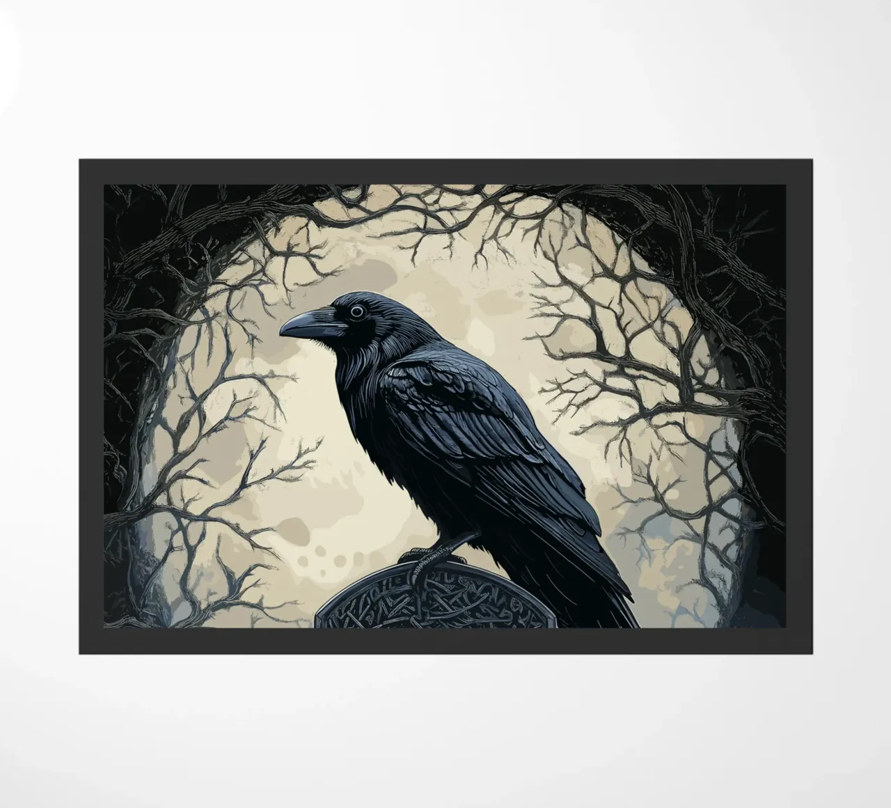 Corvo su una vecchia lapide zerbino da pixelbull - medieval art and more