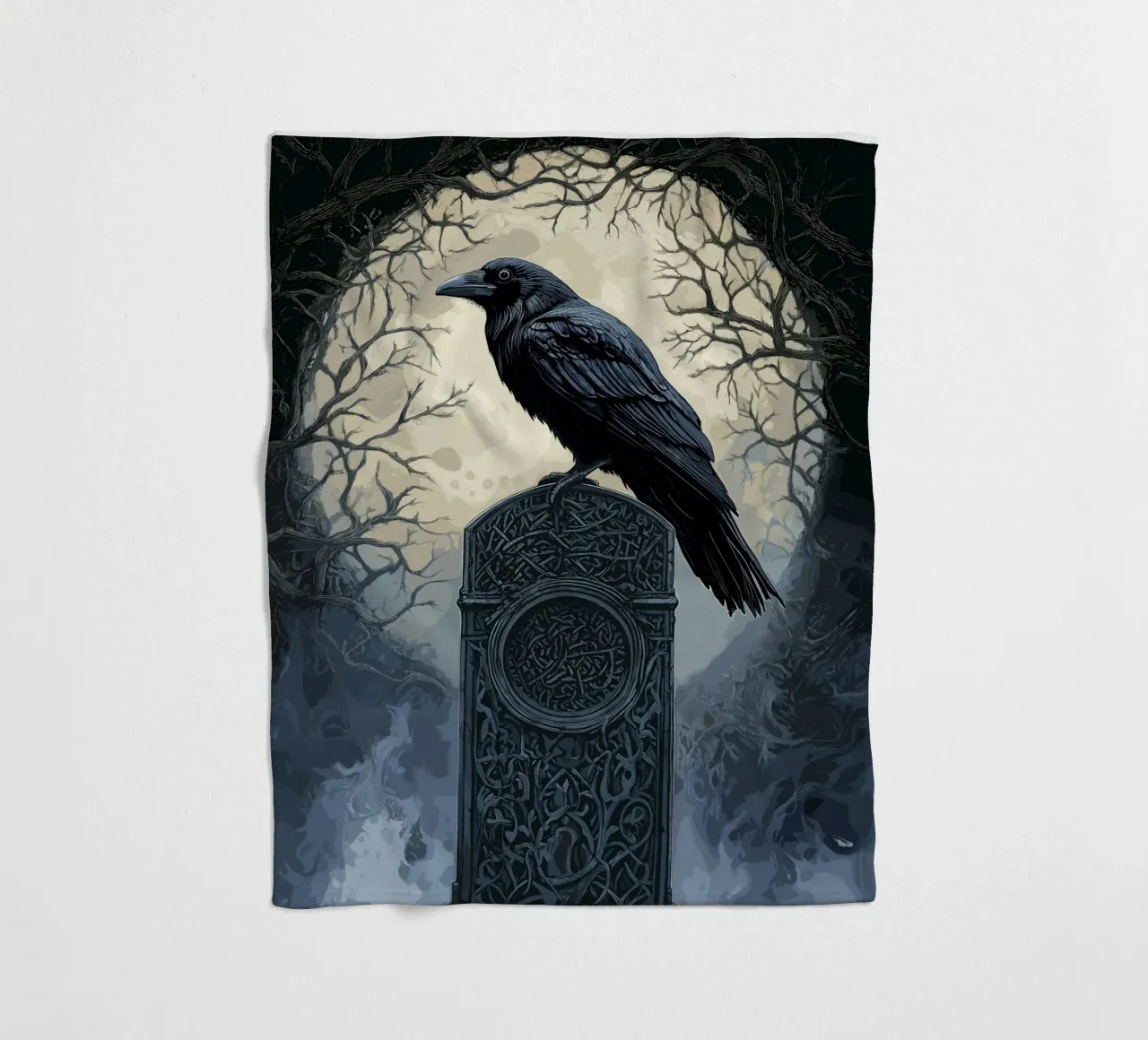 Corvo su una vecchia lapide coperta in pile da pixelbull - medieval art and more