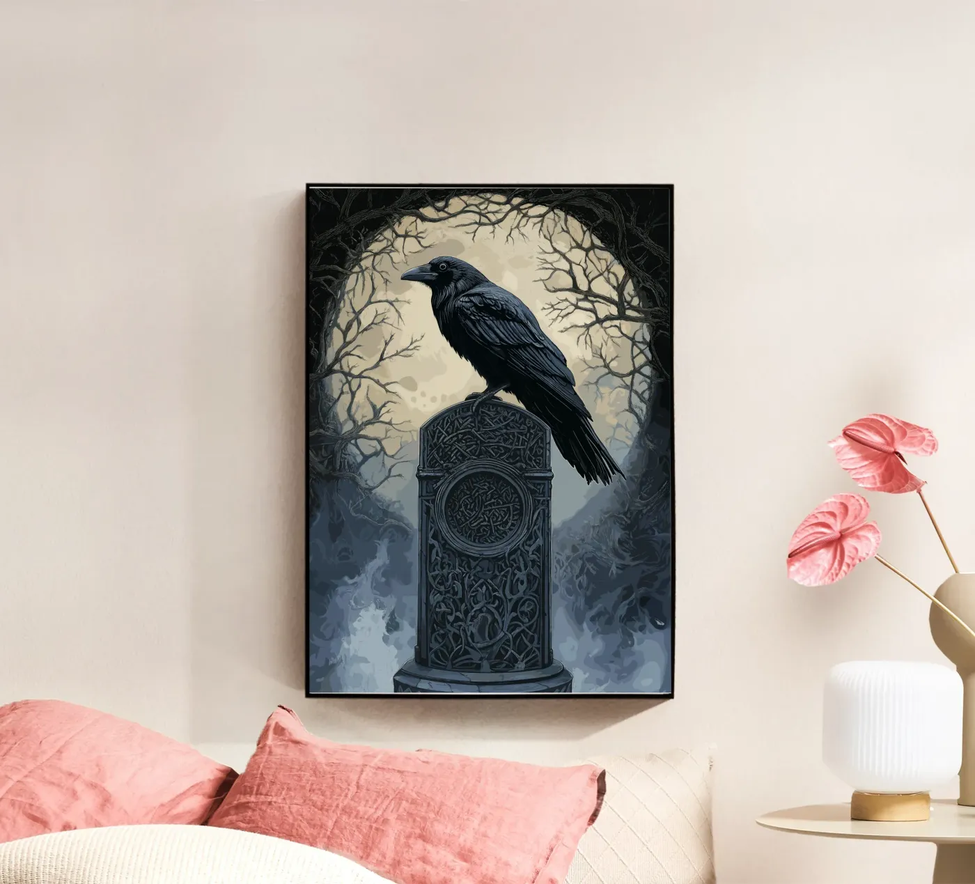 Corvo su una vecchia lapide plexiglass da pixelbull - medieval art and more