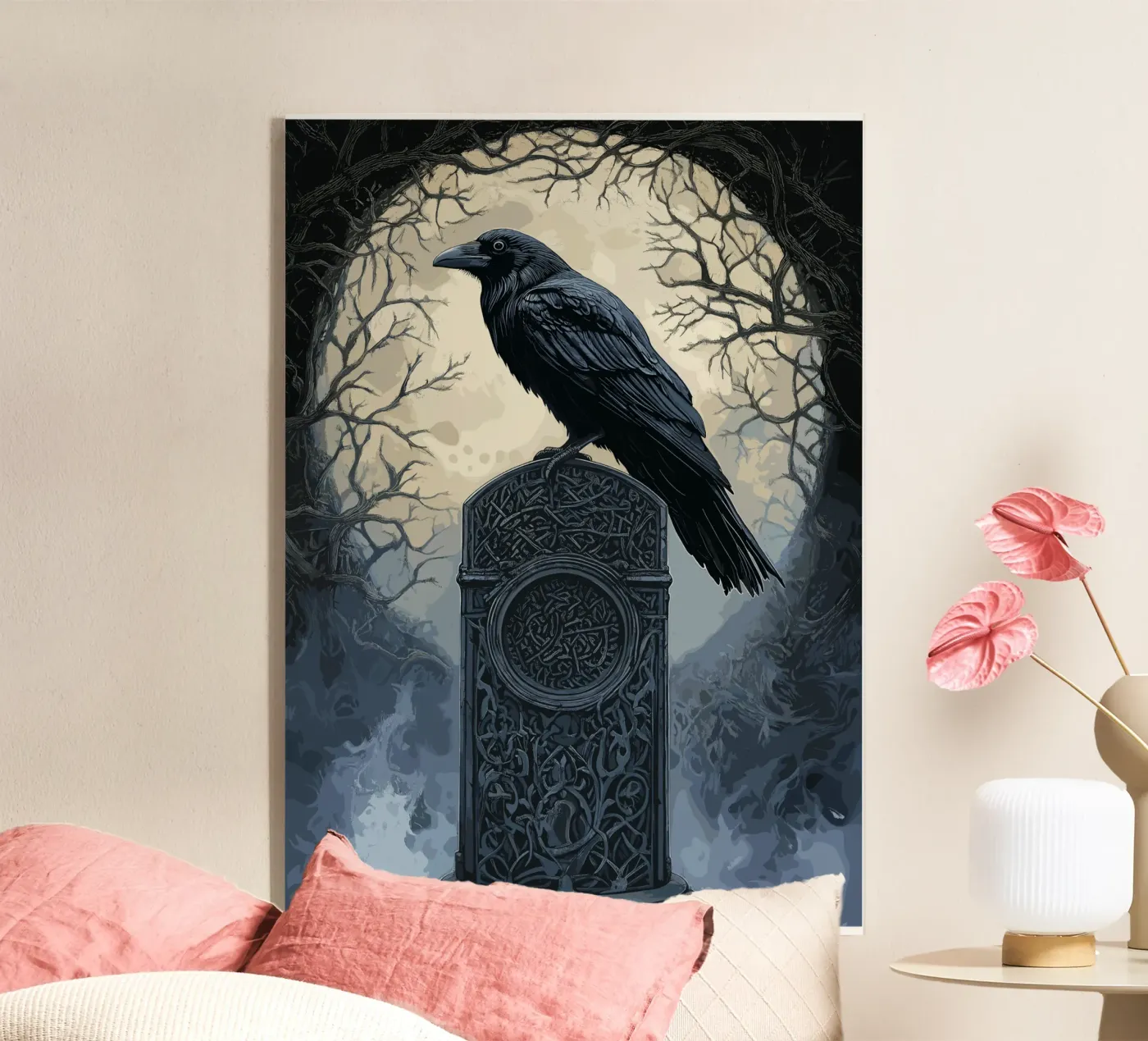 Corvo su una vecchia lapide plexiglass da pixelbull - medieval art and more